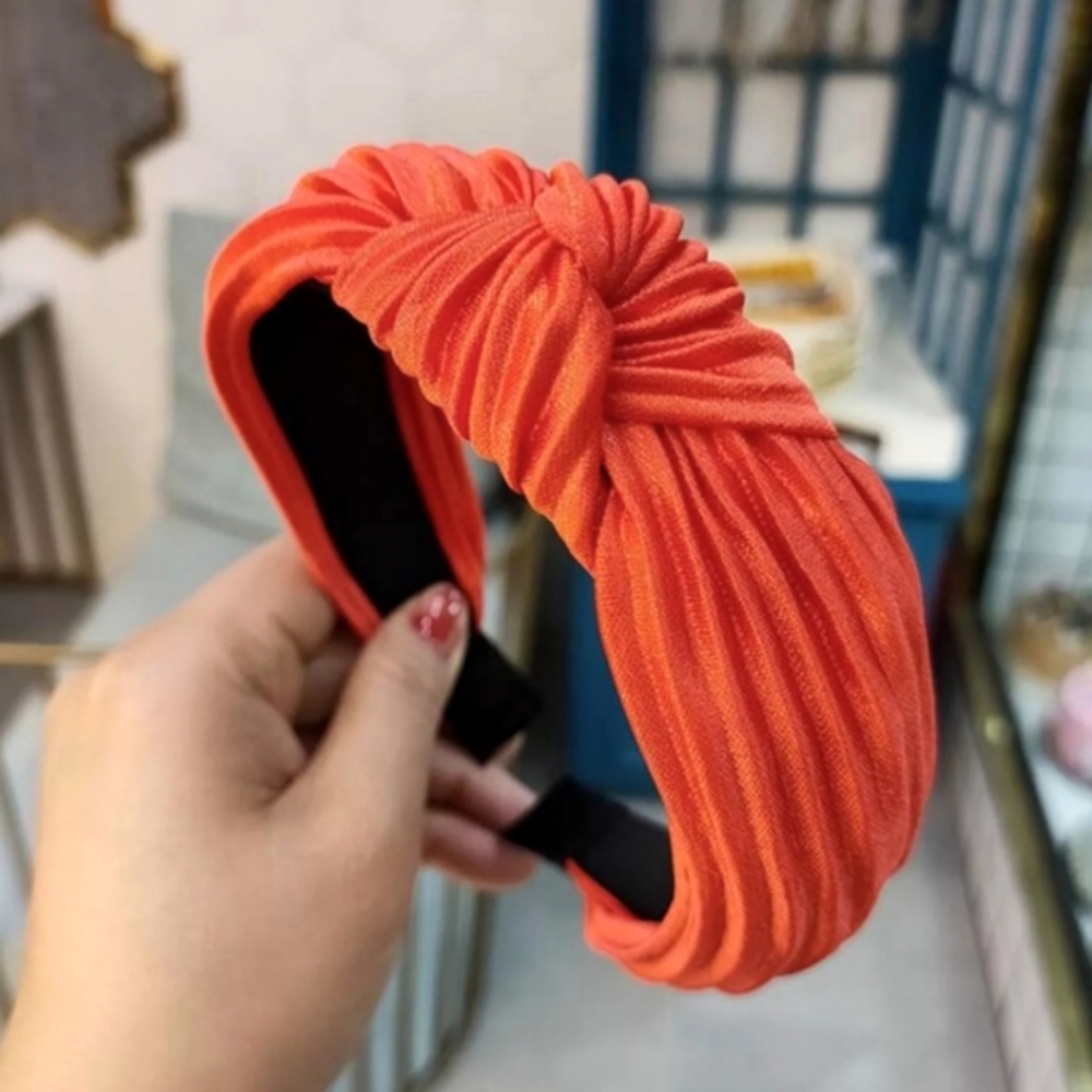 Stefanie Pleated Headband - Red